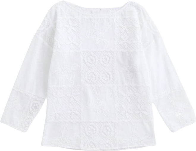 Petite Lace Patchwork Boat Neck Top