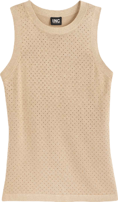 Women's Sleeveless Crystal Embellished Metallic Sweater, Macy's Exclusive