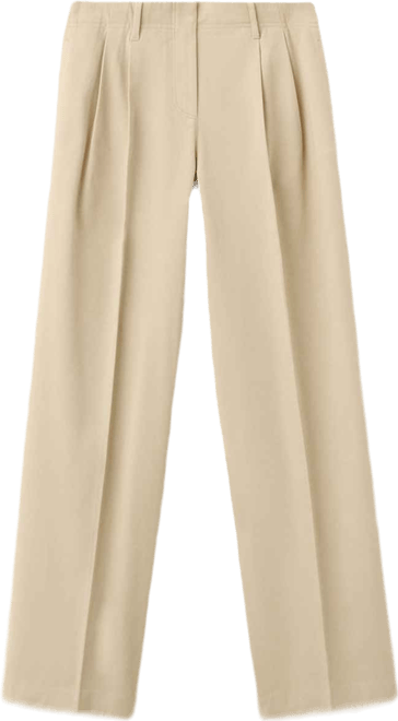 Women's Straight-Leg Pleated Denim Trousers