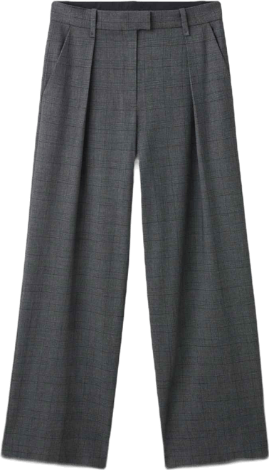 Women's Pleated Check-Print Suit Trousers