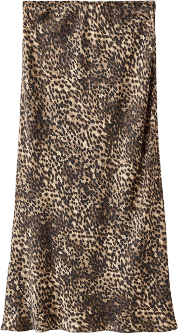 Women's Leopard-Print Satin Skirt