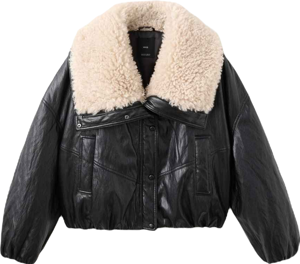 Women's Shearling Collar Leather-Effect Jacket