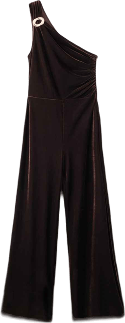 Women's Metallic Detail Velvet Jumpsuit