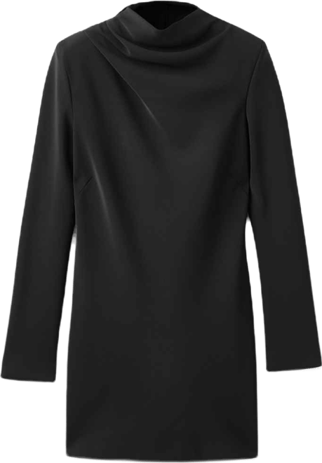 Women's Draped Neck Long-Sleeved Dress