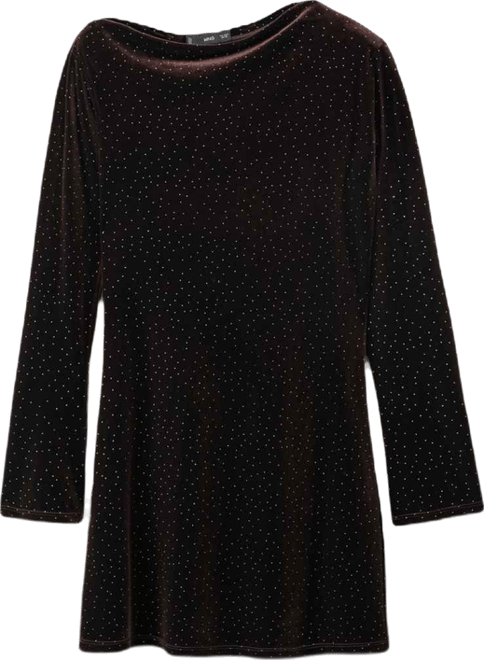 Women's Shiny Details Asymmetrical Velvet Dress