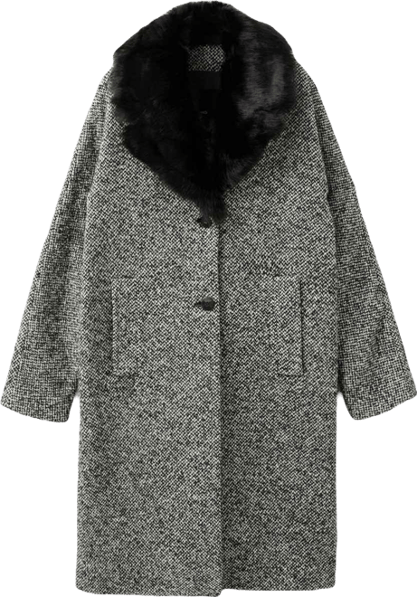 Women's Fur Collar Mottled Coat