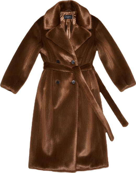 Women's Fur-Effect Belt Coat
