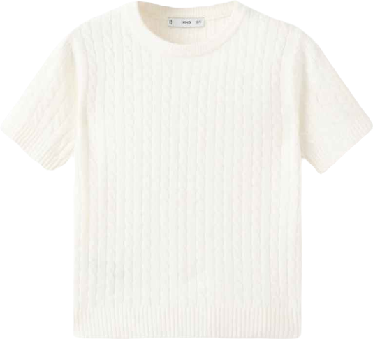 Women's Short-Sleeved Cable-Knit Sweater