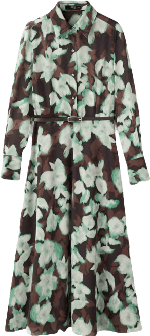 Women's Printed Belt Shirt Dress