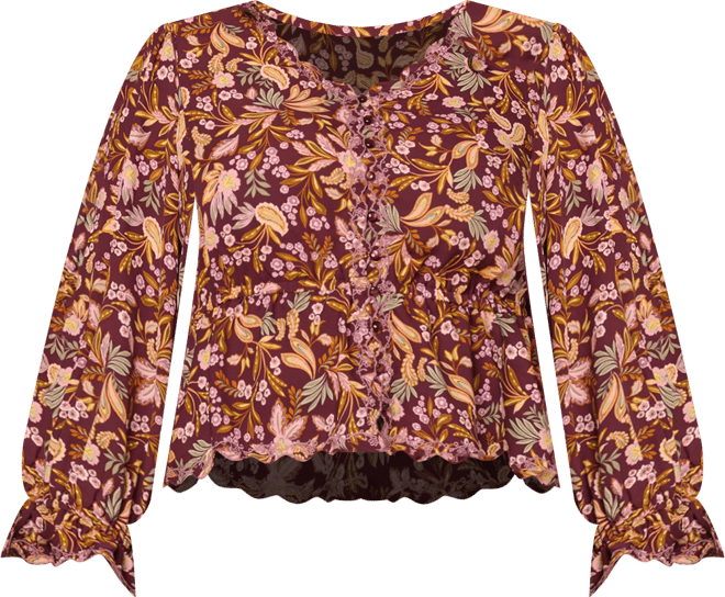Plus Size Printed Long-Sleeve Top