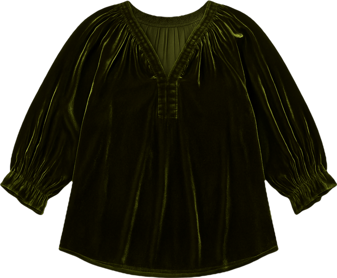 Plus Size Embroidery Detail 3/4-Sleeve Top