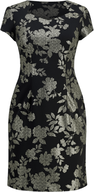 Petite Metallic Floral Print Sheath Dress