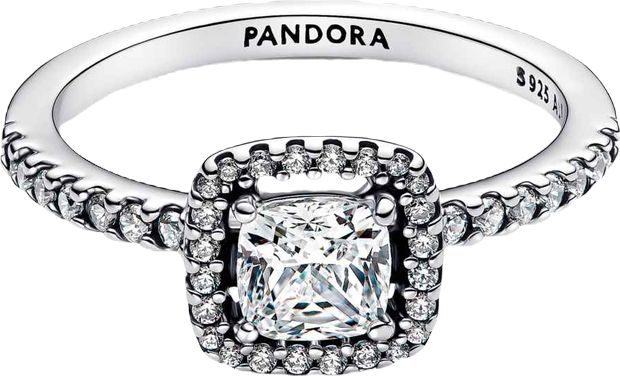 Sparkling Square Halo Ring