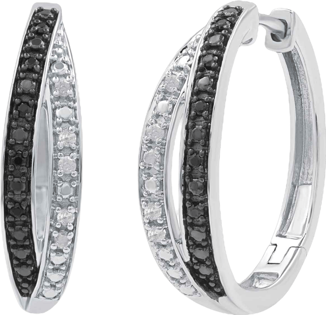 Diamond Hoop Earrings (1/6 ct. t.w.) in Sterling Silver