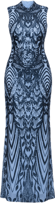 Petite Printed Mock Neck Gown