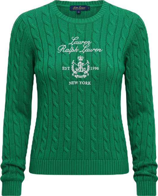 Petite Embroidered-Crest Crewneck Sweater