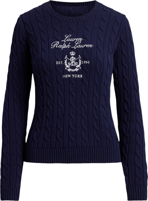 Petite Embroidered-Crest Crewneck Sweater