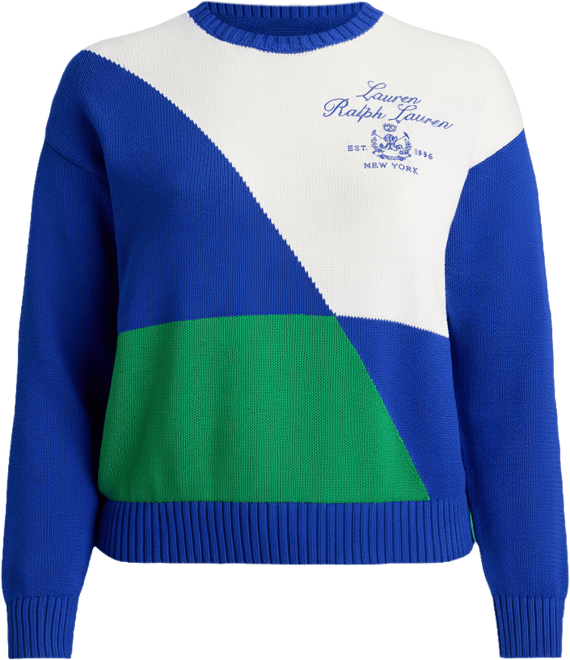 Plus Size Color-Blocked Long-Sleeve Sweater