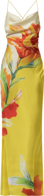 Women's Satin Floral Print Maxi Dress