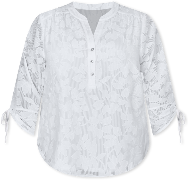 Plus Size St. Augustine Floral Jacquard Tie Sleeve Henley Top