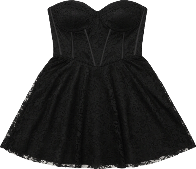 Women's Strapless Lace Bustier Party Dress