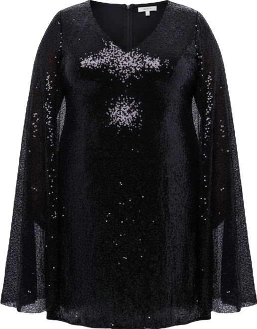 Women's Sequin V-Neck Cape Sleeve Party Dress