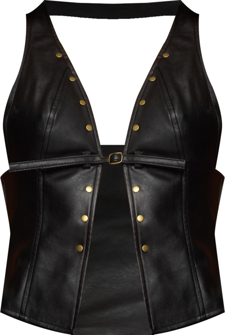 Women's Reese Split Front Faux Leather Top