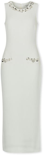 Women's Boucle Knit Jewel Trim Midi Dress