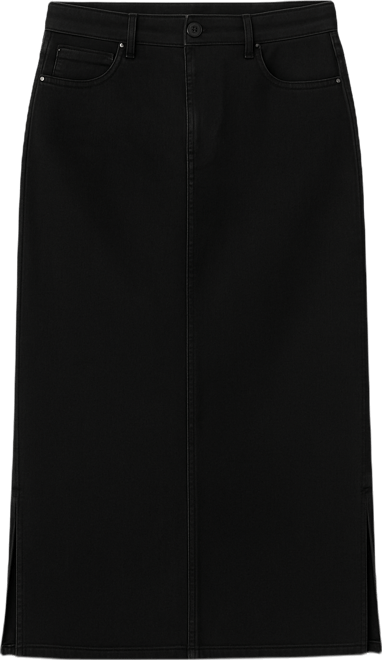 Women's Denim Maxi Skirt in 37"length with side vents.