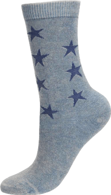Women's Acid Wash Star Cotton Blend Crew Socks