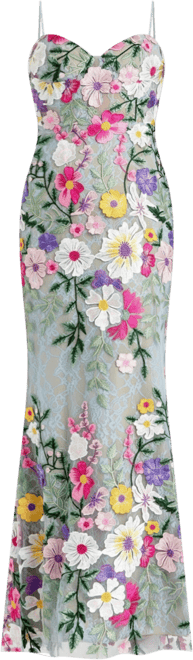 Women's Floral Embroidered Sleeveless Bustier Gown