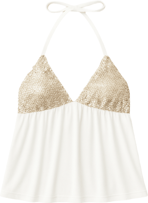 Women's Hallie Sequin Babydoll Halter Top