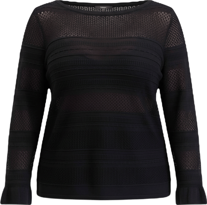 Plus Size Boat-Neck Pointelle Sweater, Macy's Exclusive