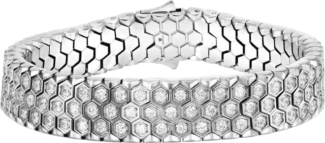 Stainless Steel Honey Comb Design Cz Bracelet