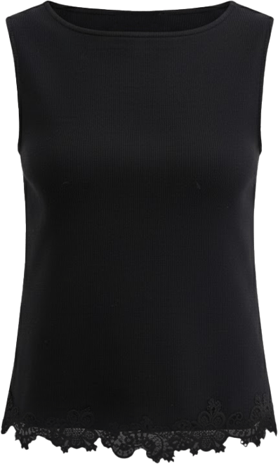 Women's Knit Sleeveless Boat-Neck Lace Top, Macy's Exclusive