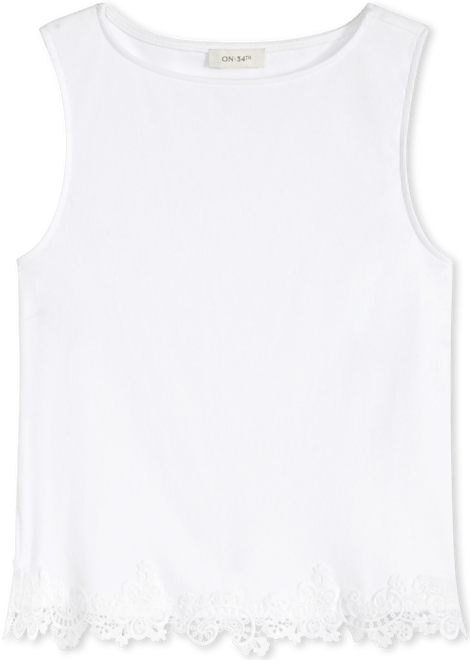 Women's Knit Sleeveless Boat-Neck Lace Top, Macy's Exclusive