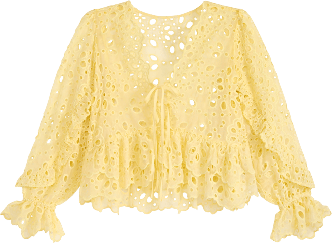 Women's Woven Long-Sleeve Cut-Work Blouse, Macy's Exclusive