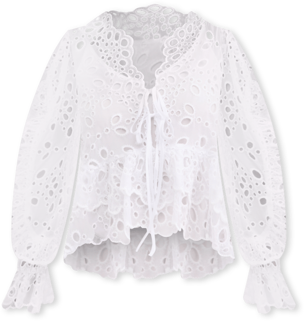 Women's Woven Long-Sleeve Cut-Work Blouse, Macy's Exclusive