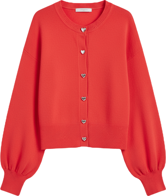 Women's Blouson Sleeve Heart-Button Cardigan, Macy's Exclusive