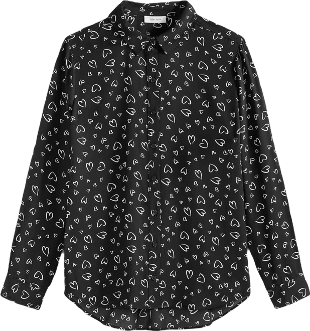 Women's Woven Open-Heart Button-Down Shirt, Macy's Exclusive