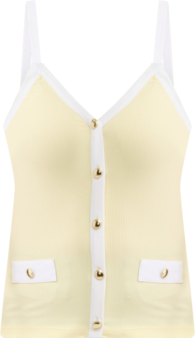 Women's Knit Solid Colored-Trim Button-Up Tank Top, Macy's Exclusive