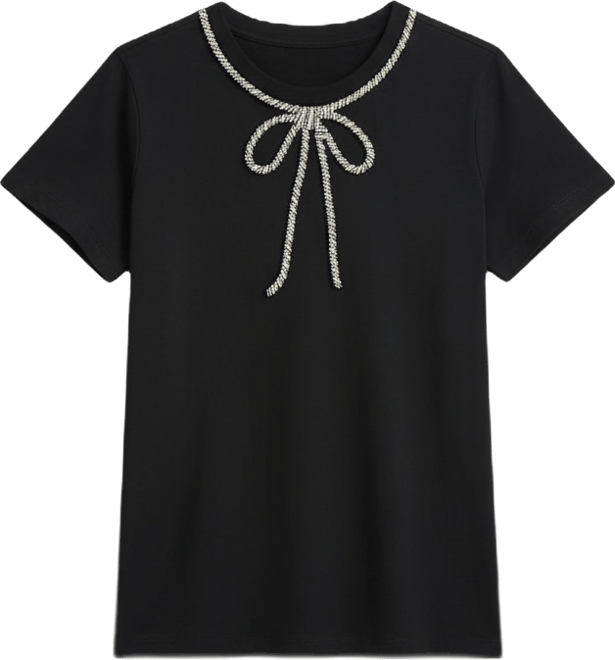 Women's Embellished Bow Tee T-Shirt