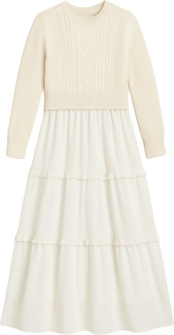 Women's Tiered Mixed-Media Maxi Dress