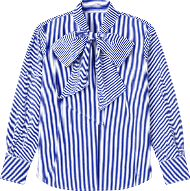 Women's Striped Bow Shirt Blouse Top