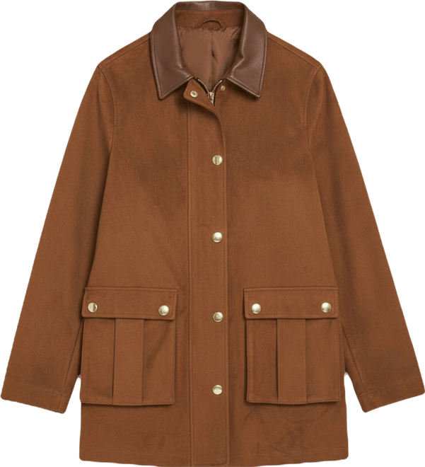 Women's Faux Suede Barn Jacket Utility Coat