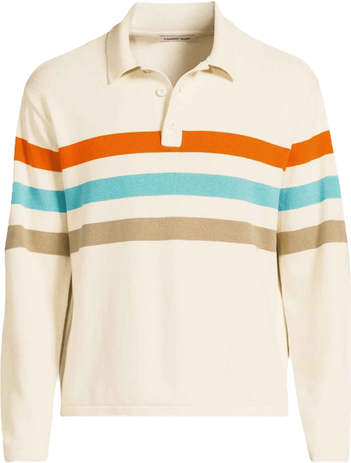 Men's Long Sleeve Cotton Rugby Sweater Polo