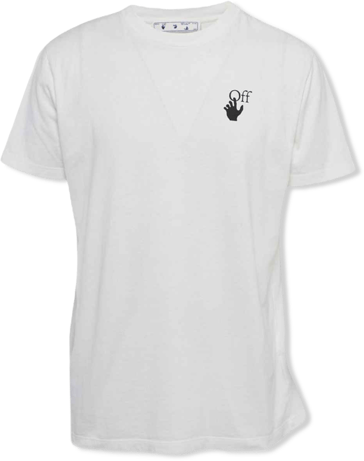 Men's White Logo Print Jersey Crew Neck T-Shirt