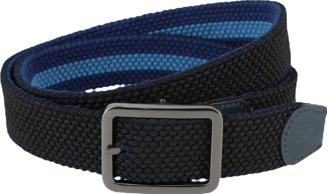 Big & Tall Arturo Black and Blue Striped Reversible Braided Casual Golf Belt