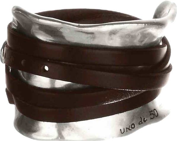 Sterling Silver Plated Brown Leather Strap Bracelet