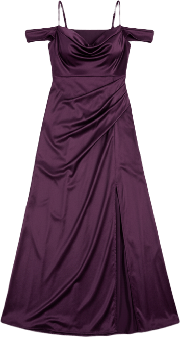 Trendy Plus Size Off-The-Shoulder Satin Gown